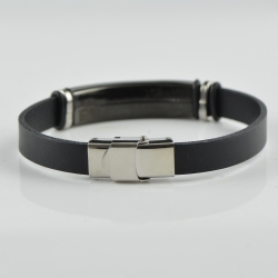 Leather natural Amber bracelet for men